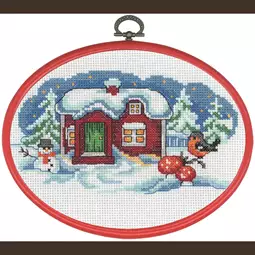 Permin Snowman and Bullfinch Christmas Cross Stitch Kit