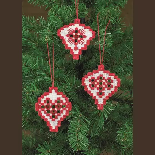 Image 1 of Permin Hardanger Ornaments 3 Embroidery Kit