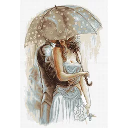 Luca-S Couple Under Umbrella II Cross Stitch Kit