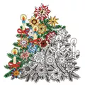 Image of Design Works Crafts Zenbroidery Printed Fabric - Christmas Tree Embroidery