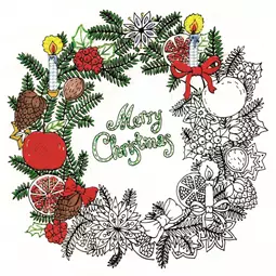 Design Works Crafts Zenbroidery Printed Fabric - Christmas Wreath Embroidery