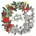 Image of Design Works Crafts Zenbroidery Printed Fabric - Christmas Wreath Embroidery