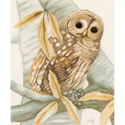 Lanarte Owl and Autumn Leaves Cross Stitch Kit