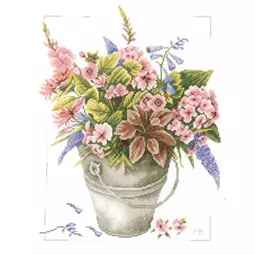 Lanarte Bouquet in Bucket Cross Stitch Kit
