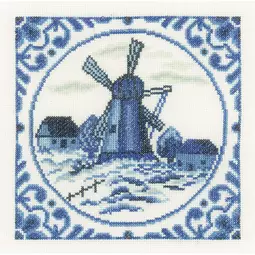 Lanarte Delft Windmill Cross Stitch Kit