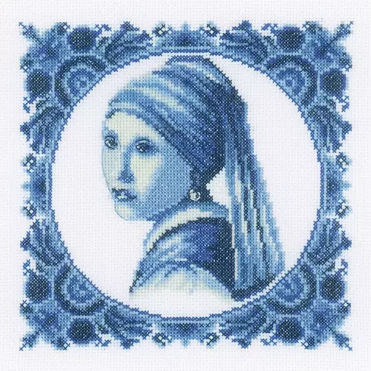 Image 1 of Lanarte Girl with a Pearl Cross Stitch Kit