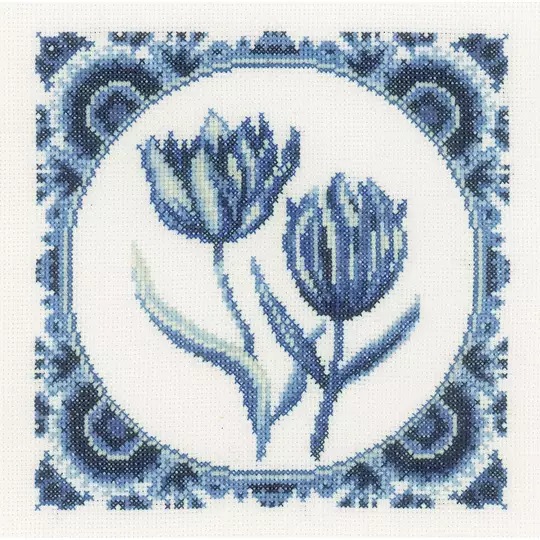 Image 1 of Lanarte Delft Tulips Cross Stitch Kit