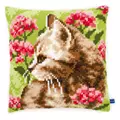 Image of Vervaco Cat in Field of Flowers Cushion Cross Stitch Kit