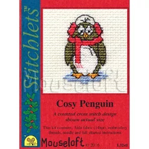 Image 1 of Mouseloft Cosy Penguin Christmas Cross Stitch Kit