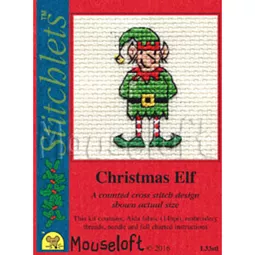 Mouseloft Christmas Elf Christmas Card Making Cross Stitch Kit