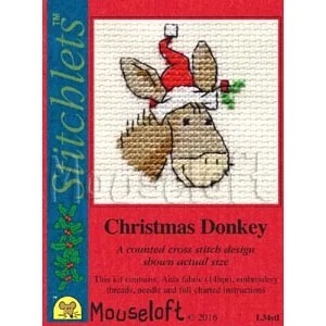 Image 1 of Mouseloft Christmas Donkey Christmas Card Making Cross Stitch Kit