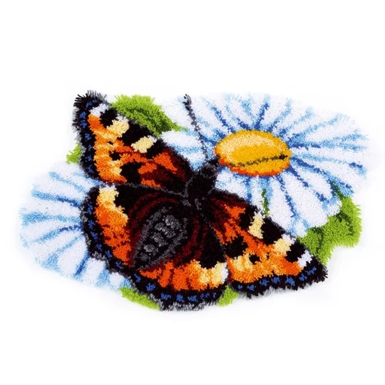 Image 1 of Vervaco Butterfly on Daisy Rug Latch Hook Rug Kit