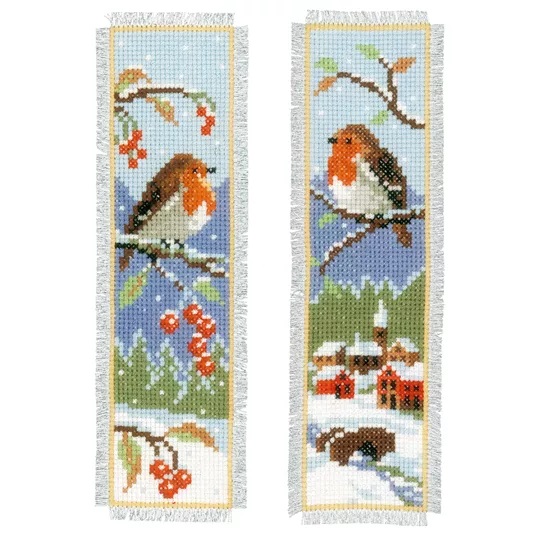 Image 1 of Vervaco Robins Bookmarks Christmas Cross Stitch Kit