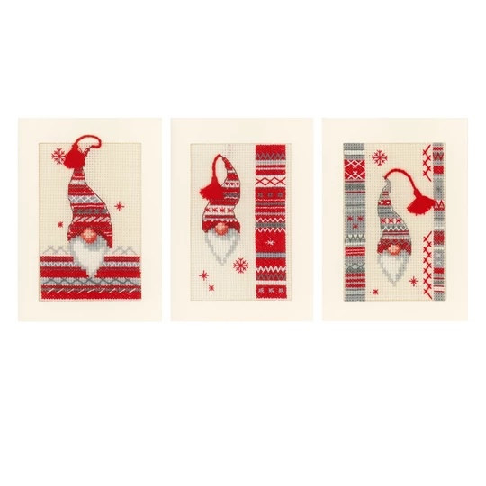 Image 1 of Vervaco Scandi Elf Christmas Cards Cross Stitch Kit