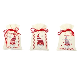 Vervaco Scandi Elves Bags - Set of 3 Christmas Cross Stitch Kit