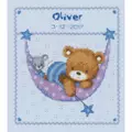 Image of Vervaco Bear in Hammock - Blue Birth Sampler Cross Stitch Kit