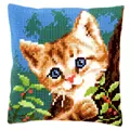 Image of Vervaco Cat on a Tree Cushion Cross Stitch Kit