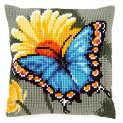 Vervaco Butterfly and Yellow Flower Cushion Cross Stitch Kit