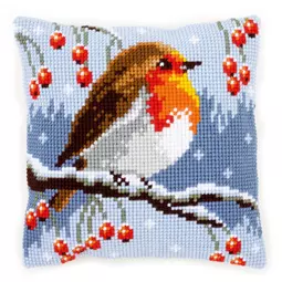 Vervaco Red Robin Cushion Christmas Cross Stitch Kit