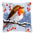 Image of Vervaco Red Robin Cushion Christmas Cross Stitch Kit