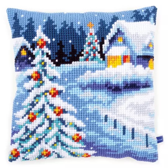 Image 1 of Vervaco Winter Scenery Cushion Christmas Cross Stitch Kit