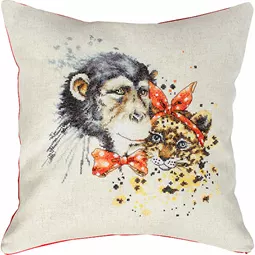 Luca-S Chimp and Cheetah Cushion Cross Stitch Kit