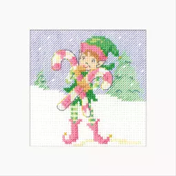 Heritage Elf with Candy Christmas Card Making Christmas Cross Stitch Kit