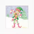 Image of Heritage Elf with Candy Christmas Card Making Christmas Cross Stitch Kit
