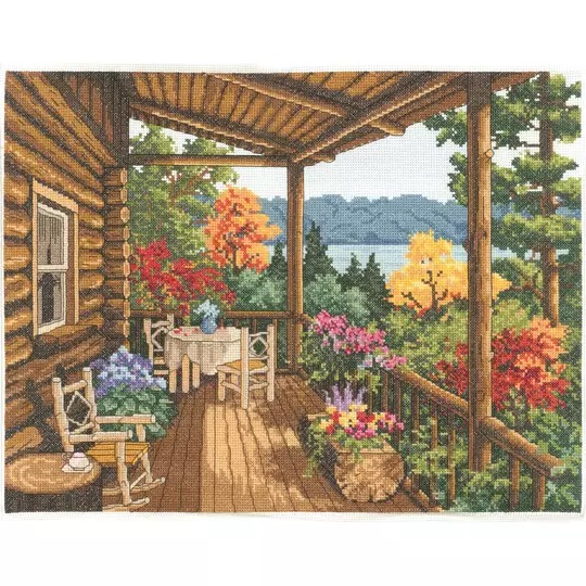 Image 1 of Janlynn Log Cabin Porch Cross Stitch Kit