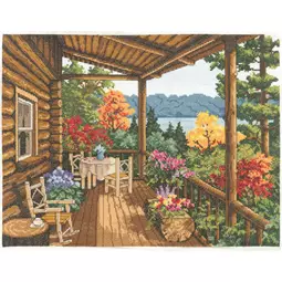 Janlynn Log Cabin Porch Cross Stitch Kit