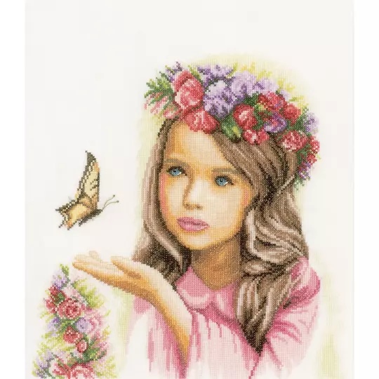 Image 1 of Lanarte Angel with Butterflies Cross Stitch Kit