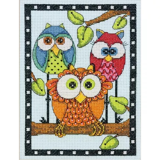 Image 1 of Dimensions Owl Trio Cross Stitch Kit