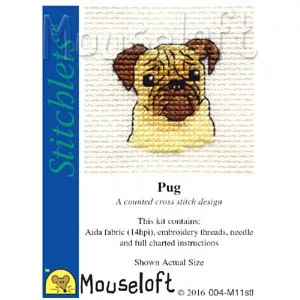 Image 1 of Mouseloft Pug Cross Stitch Kit