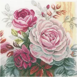 Lanarte Pink Rose Cross Stitch Kit
