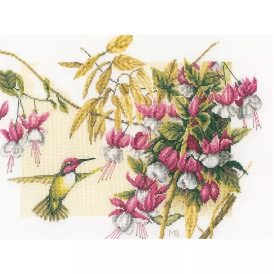 Image 1 of Lanarte Hummingbird and Flowers Cross Stitch Kit