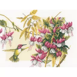 Lanarte Hummingbird and Flowers Cross Stitch Kit