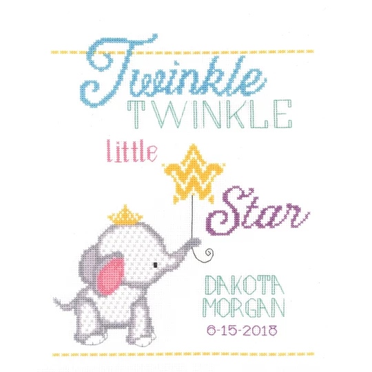 Image 1 of Janlynn Twinkle Twinkle Birth Sampler Cross Stitch Kit