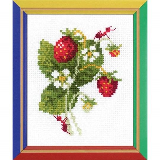 Image 1 of RIOLIS Happy Bee Wild Strawberry Cross Stitch Kit