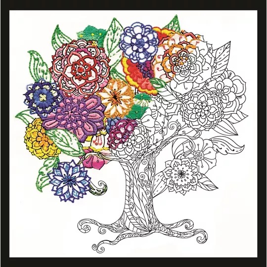 Image 1 of Design Works Crafts Zenbroidery - Tree Embroidery Fabric