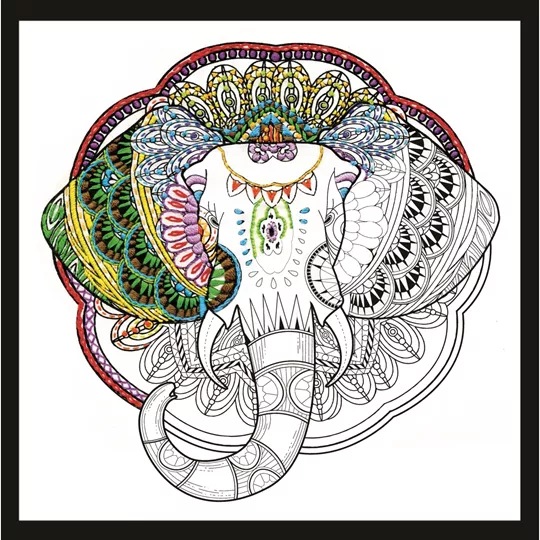 Image 1 of Design Works Crafts Zenbroidery - Elephant Embroidery Fabric