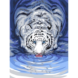 Grafitec White Tiger Drinking Tapestry Canvas