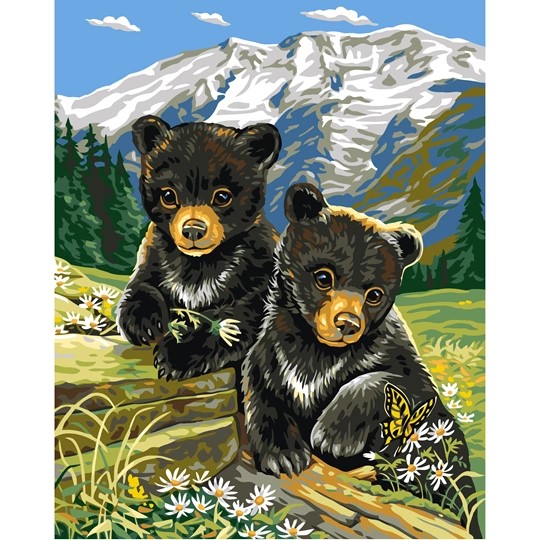 Image 1 of Grafitec Bear Cubs in Spring Tapestry Canvas