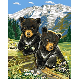 Grafitec Bear Cubs in Spring Tapestry Canvas