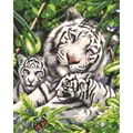 Image of Grafitec White Tiger and Cubs Tapestry Canvas