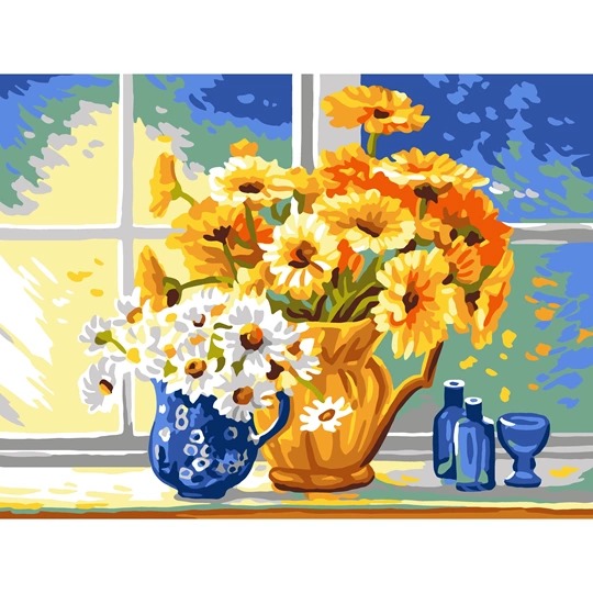 Image 1 of Grafitec Yellow and White Daisies Tapestry Canvas