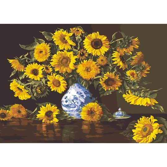 Image 1 of Grafitec Sunflowers in a Blue Vase Tapestry Canvas