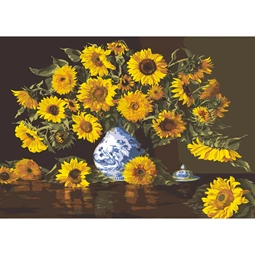 Grafitec Sunflowers in a Blue Vase Tapestry Canvas
