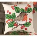 Image of Permin Robins Cushion Christmas Cross Stitch Kit