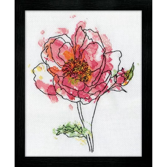 Image 1 of Design Works Crafts Pink Floral Cross Stitch Kit