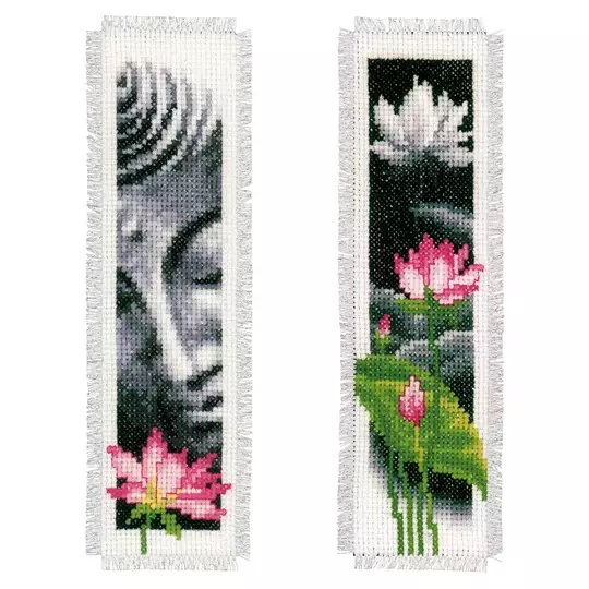 Image 1 of Vervaco Lotus and Buddha Bookmarks Cross Stitch Kit